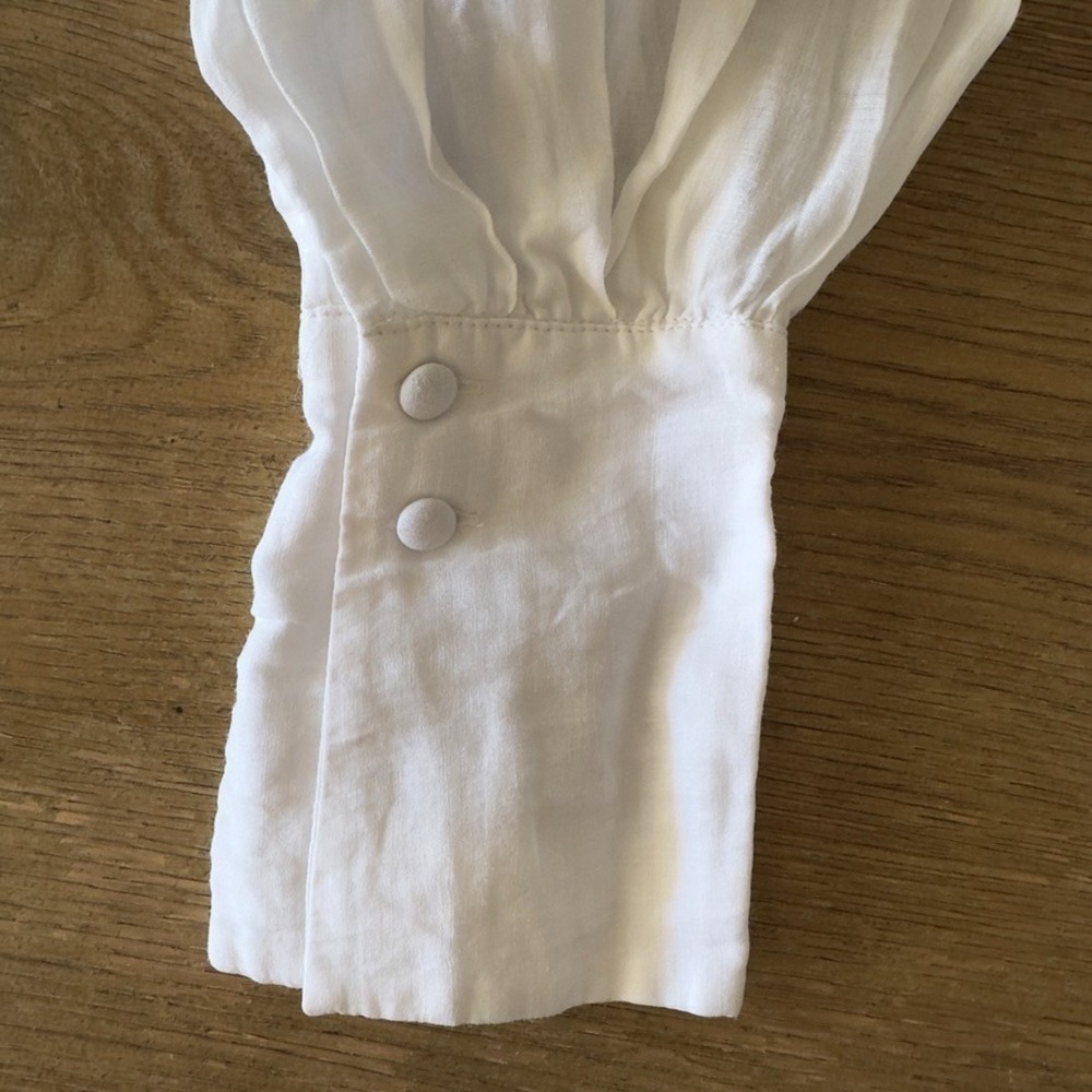 FRAME Emma Blouse Sheer White 100% Ramie Ctn Oversized Balloon Long Sleeve-Sz XS - Picture 11 of 16